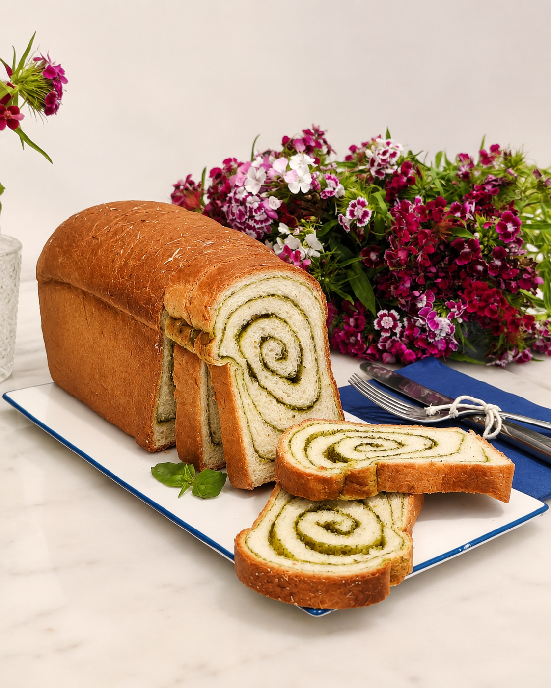Pesto-Parmesan Swirl Bread